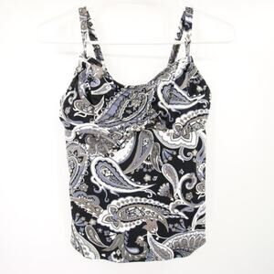 RARE Lands' End Gray Black Swim Tankini Top Underwire Size 2D NWOT Tie Paisley